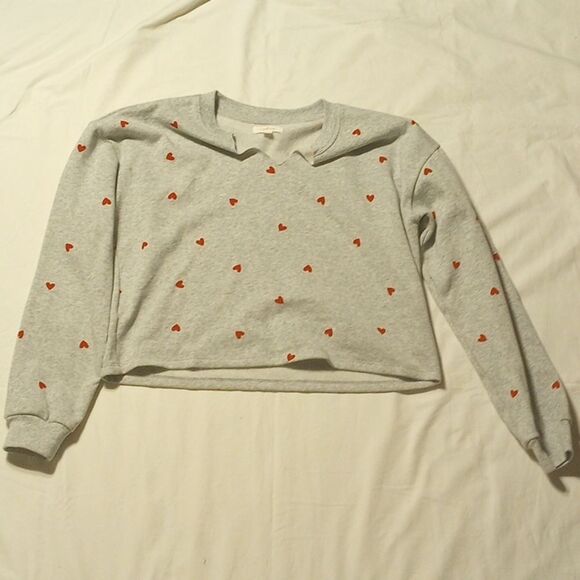 Gray Heart Colsie Cropped Sweater - Picture 1 of 5
